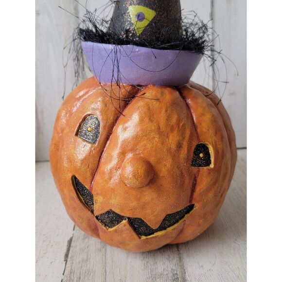 Vintage Halloween Jack O'Lantern dunce hat clown rustic home decor - Picture 3 of 10